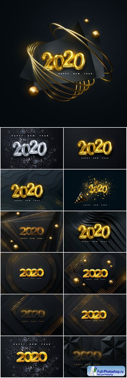 Happy New 2020 Year, holiday vector illustration of numbers 2020