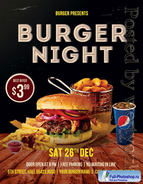 Burger Night - Premium flyer psd template