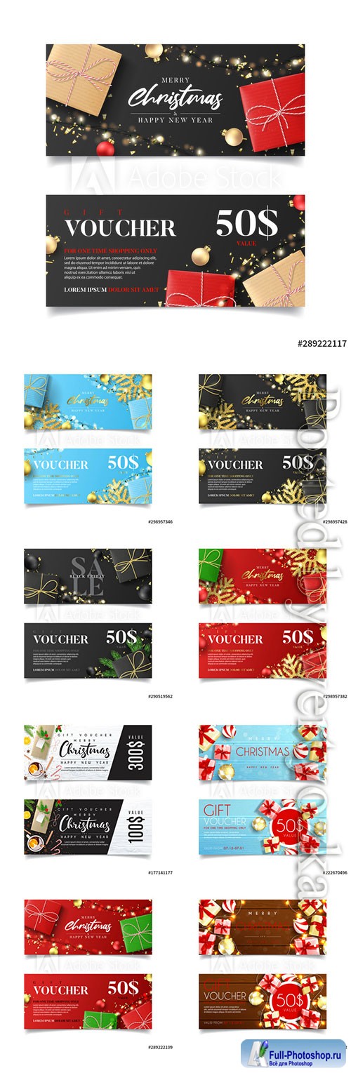 Gift voucher for New Year and Christmas sale