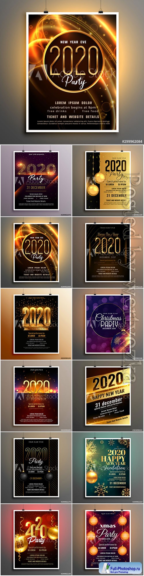 2020 new year shiny party event flyer design template