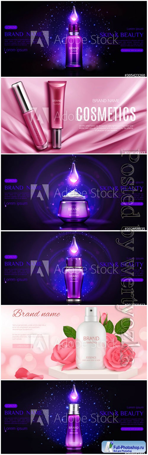 Beauty product cosmetic advertising promo poster realistic 3d vector 