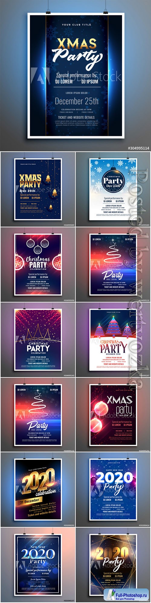 Happy new year and Merry christmas party flyer 