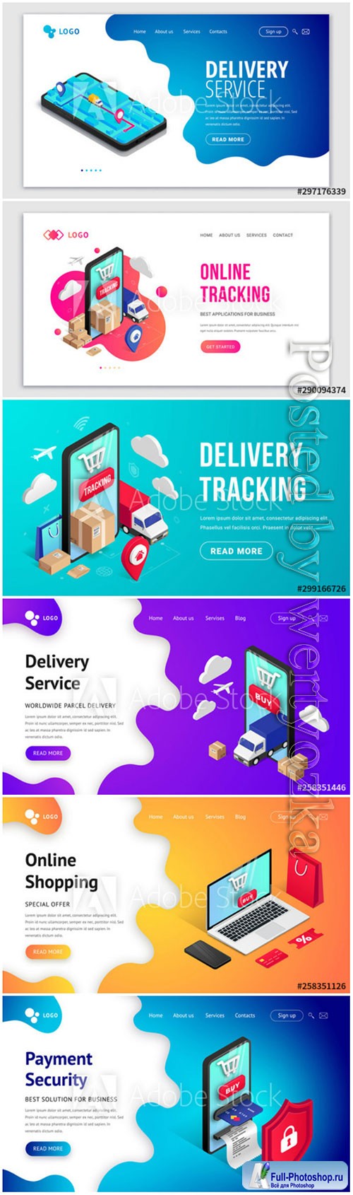 Tracking isometric concept phone banner