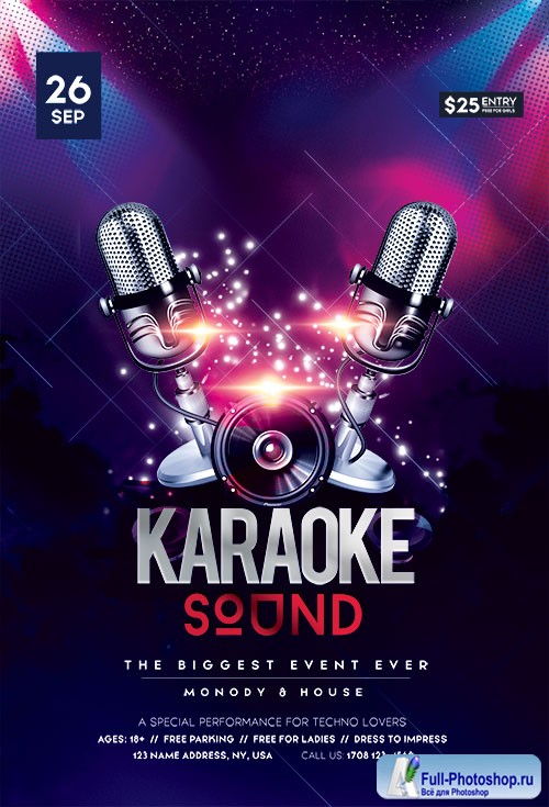 Karaoke Sound PSD Flyer Template
