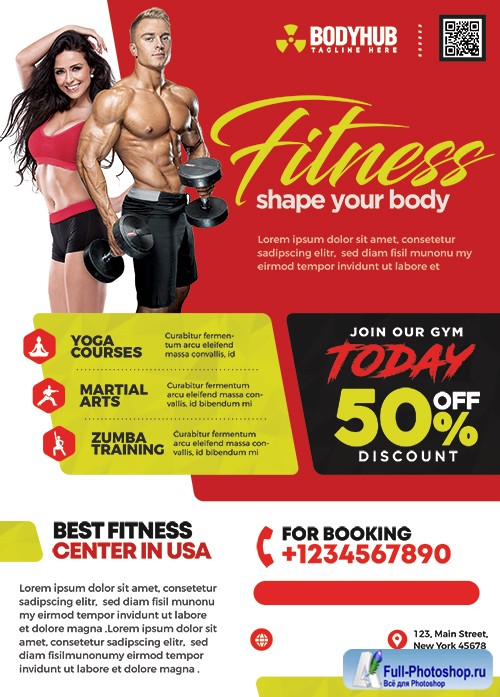 Gym Fitness Center Flyer PSD