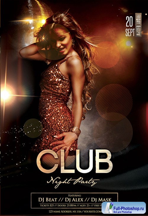 Club Night Party PSD Flyer Template
