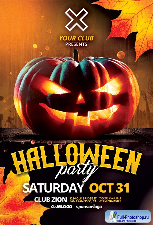 Halloween Pumpkin Party Flyer Template