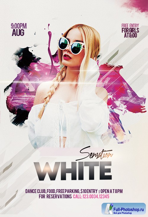 White Sensation Party PSD Flyer Template