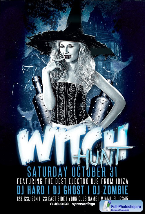 Witch Hunt Halloween Party Flyer Template