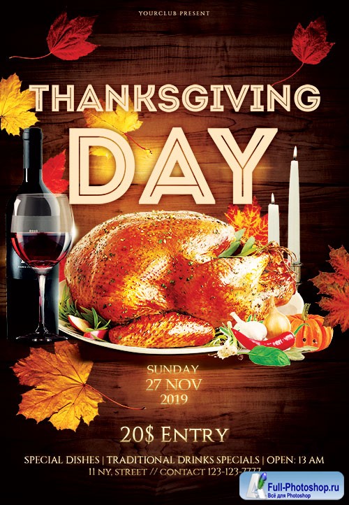 Thanksgiving Day - Premium flyer psd template
