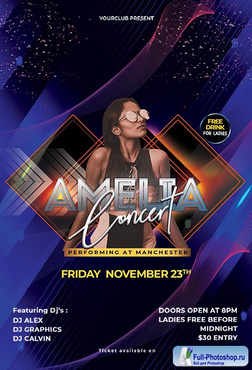 Amelia Concert - Premium flyer psd template