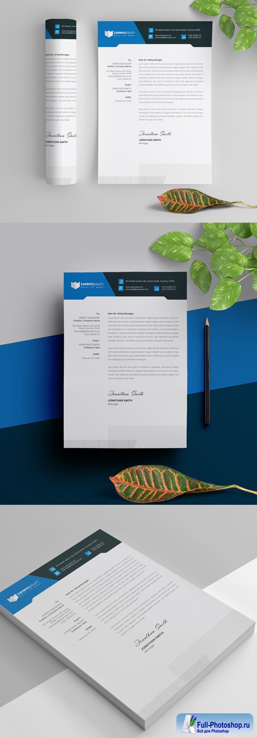 Blue Letterhead Layout 298078959