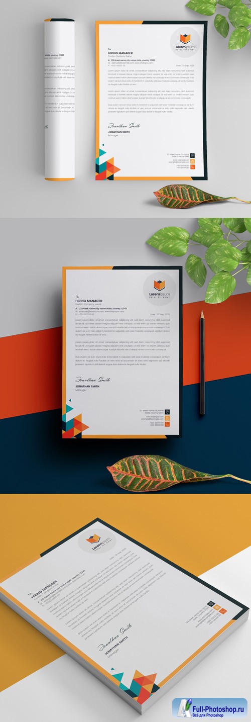 Geometric Multicolored Letterhead Layout 298078999