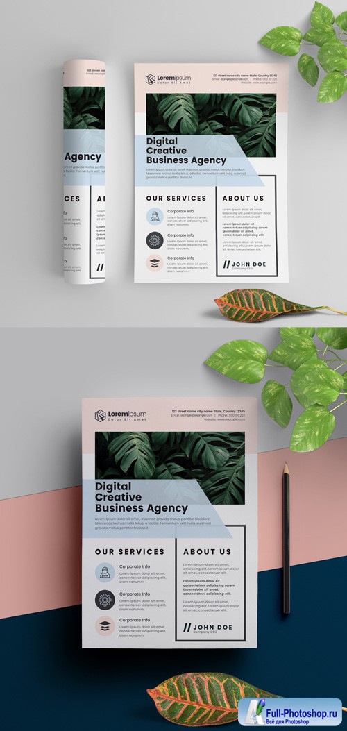 Corporate Flyer Layout with Pastel Elements 291965080