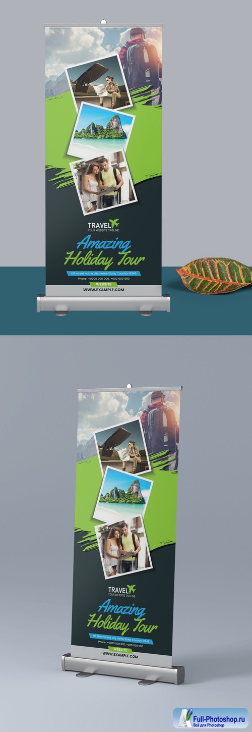 Roll Up Banner Layout with Rectangular Elements 298079064