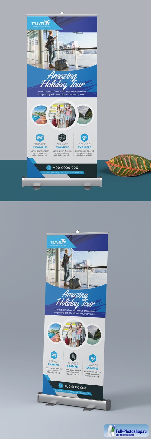 Blue Roll Up Banner Layout 298078906