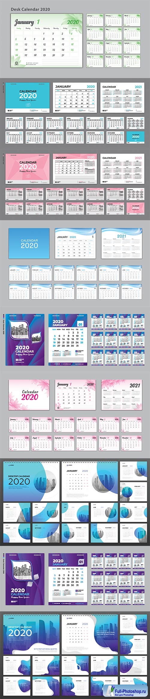 Desktop Calendar 2020 template for business