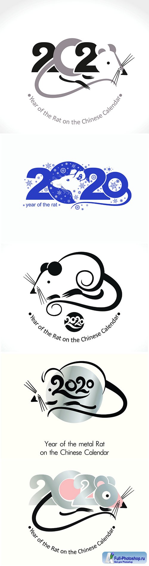 Year of the Rat 2020, vector template New Year's design on the Chinese calendar