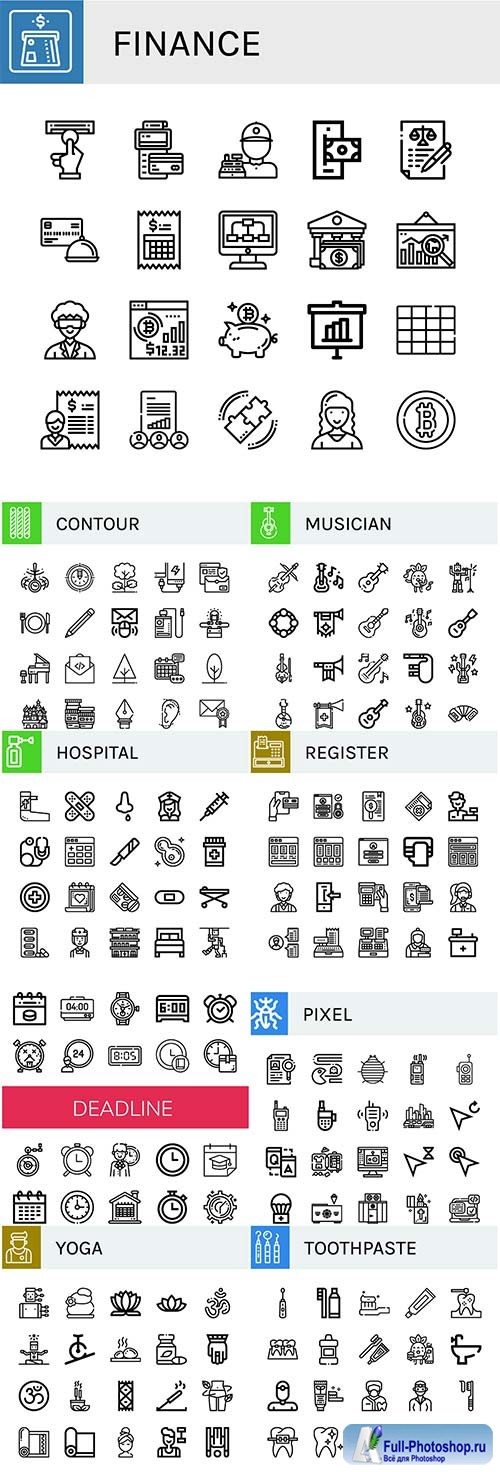 Set of vector icons concept illustration