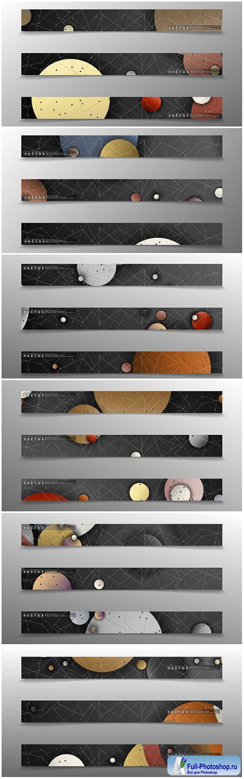 Banner collection, vector backgrounds with colorful circles. space banner 