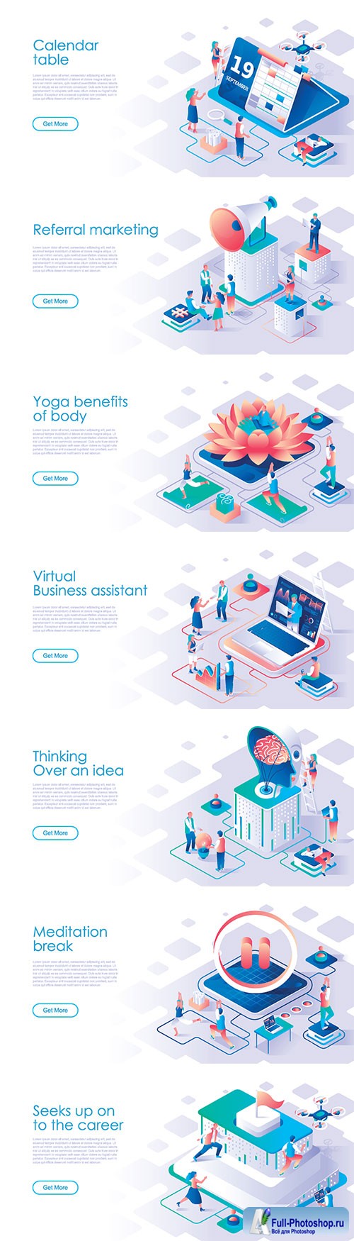 Business scheduling isometric landing page vector template # 3