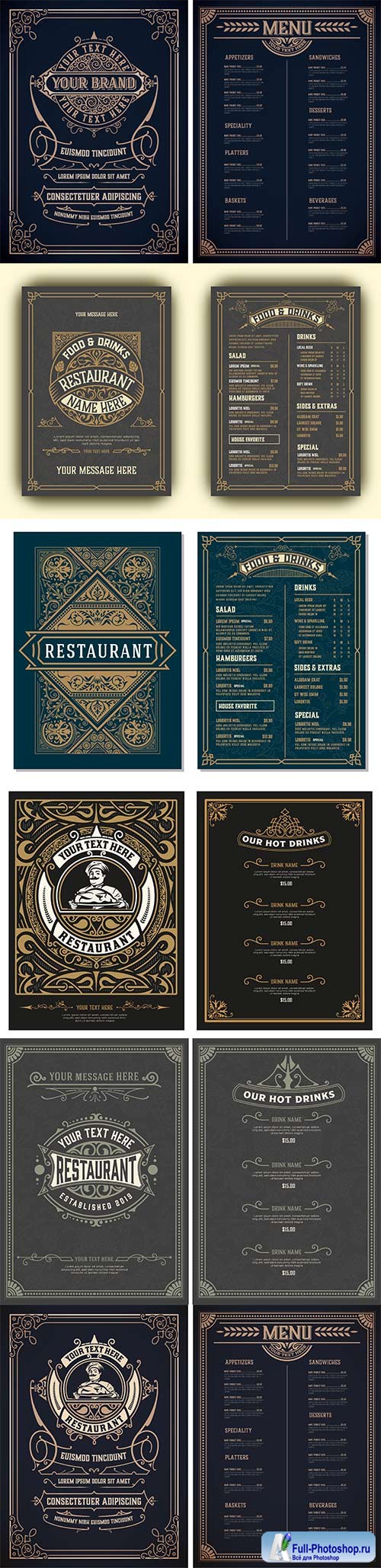 Vintage template for restaurant menu design with Chef 