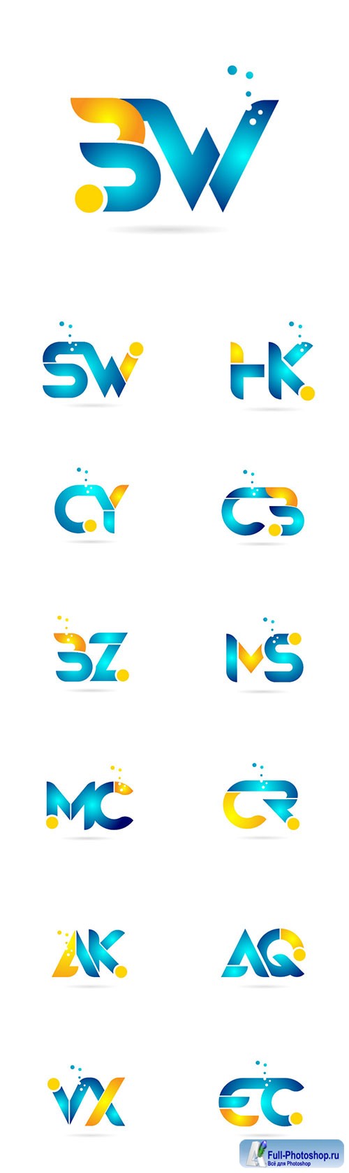 Letter combination orange blue alphabet for company logo