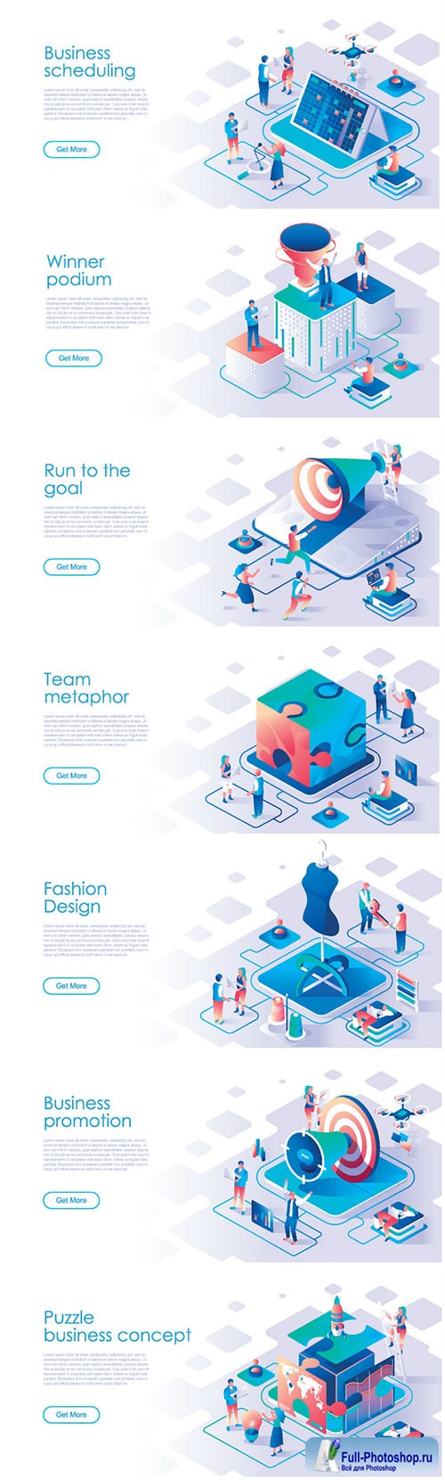 Business scheduling isometric landing page vector template # 2