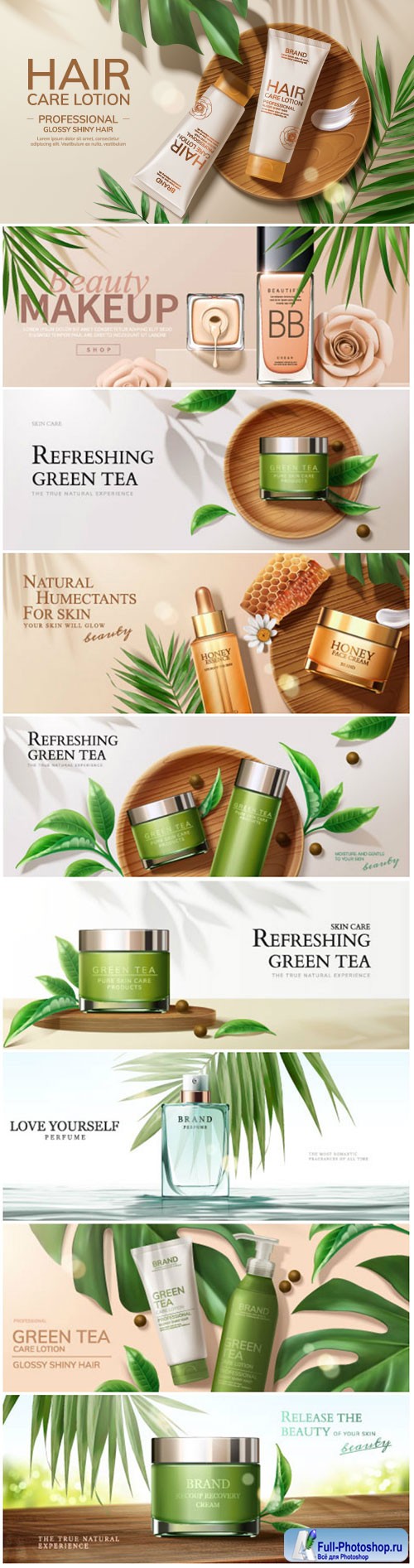 Skin care set ads vector illustration template # 2