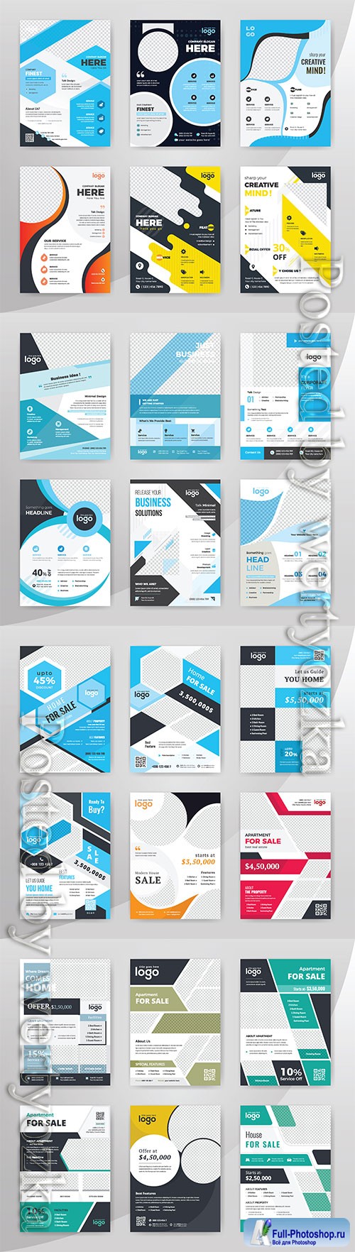 Business flyer vector template, cover modern layout, annual report