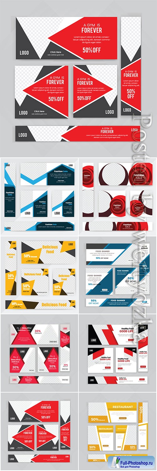 Business web banner vector set design corporate concept