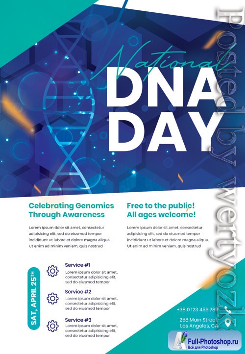 National dna day - Premium flyer psd template