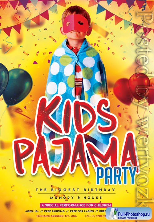 Kids pajama party - Premium flyer psd template