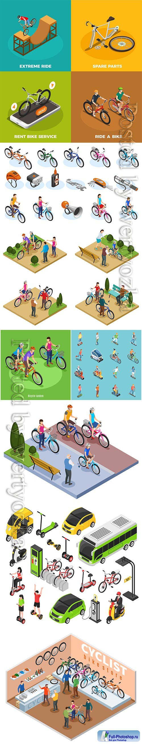 Bike store isometric composition vector illustration