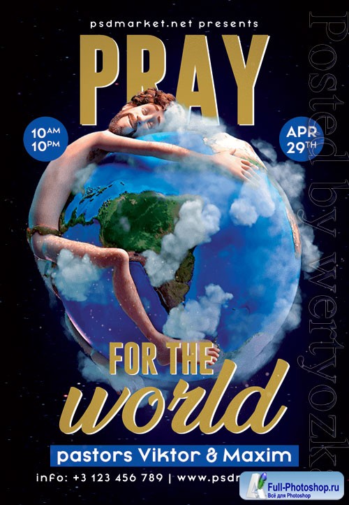 Pray for the world - Premium flyer psd template