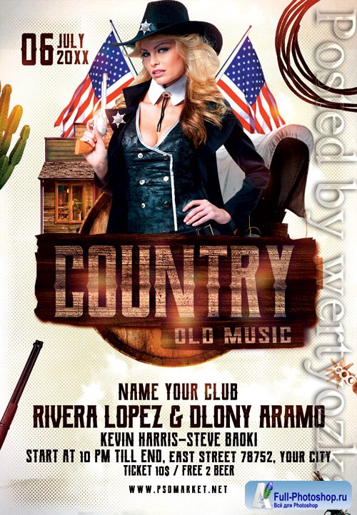 Country music night - Premium flyer psd template