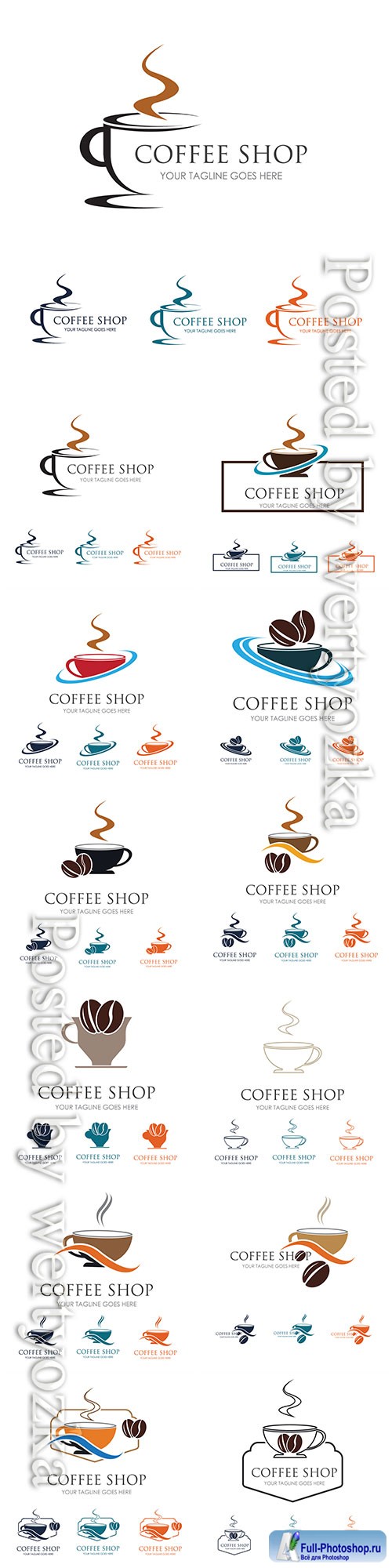 Coffee shop vector logo illustrations