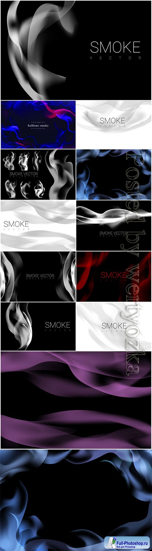 Set of smoke vector background