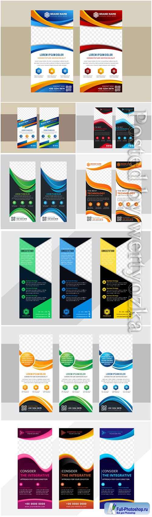 Roll up business brochure, flyer banner design vertical template vector