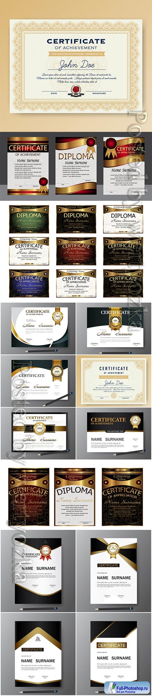 Vector certificate and diploma template
