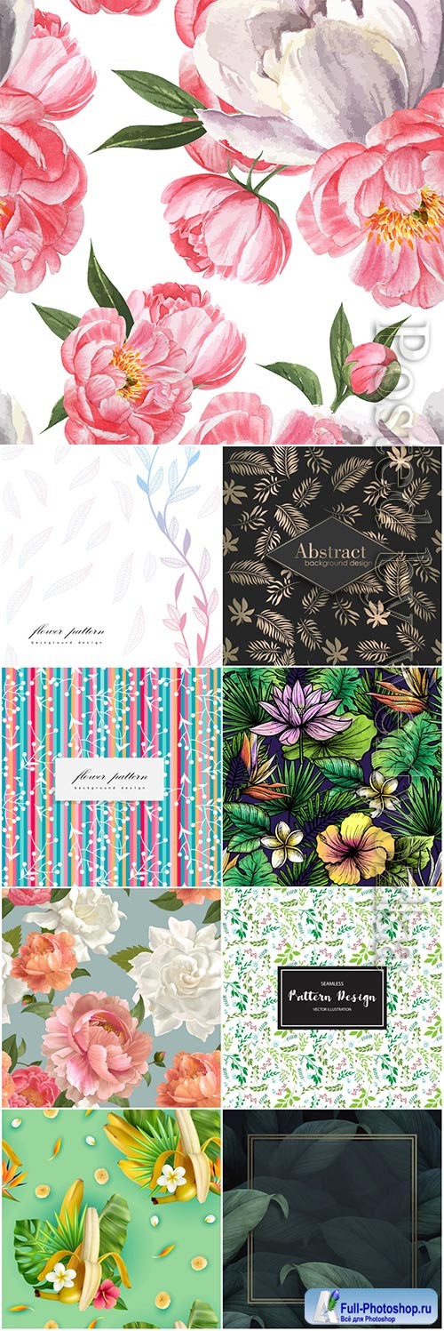 Seamless floral backgrounds in vector # 10