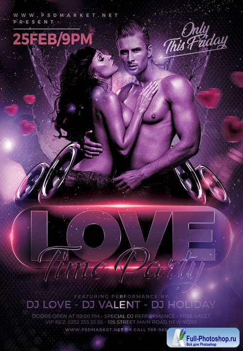 Love time party night - Premium flyer psd template
