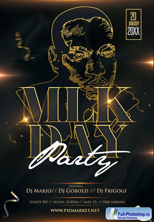 Mlk day party - Premium flyer psd template