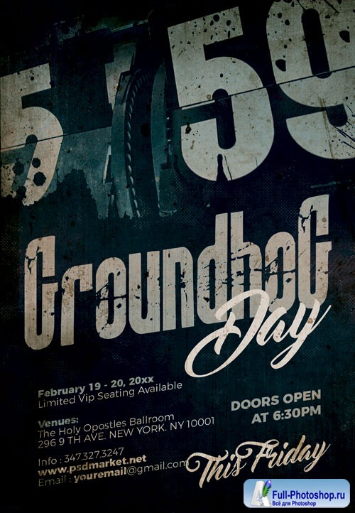 Groundhog day party - Premium flyer psd template