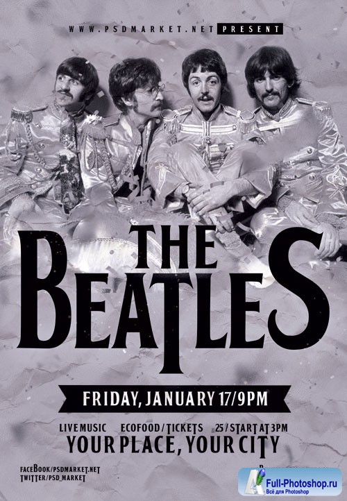 Beatles event - Premium flyer psd template