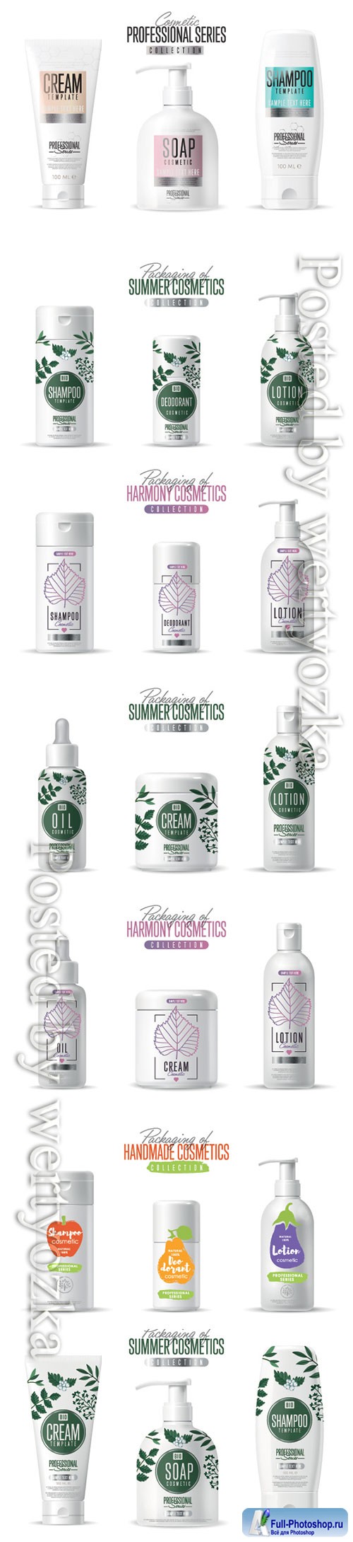 Organic cosmetic brand vector packaging template