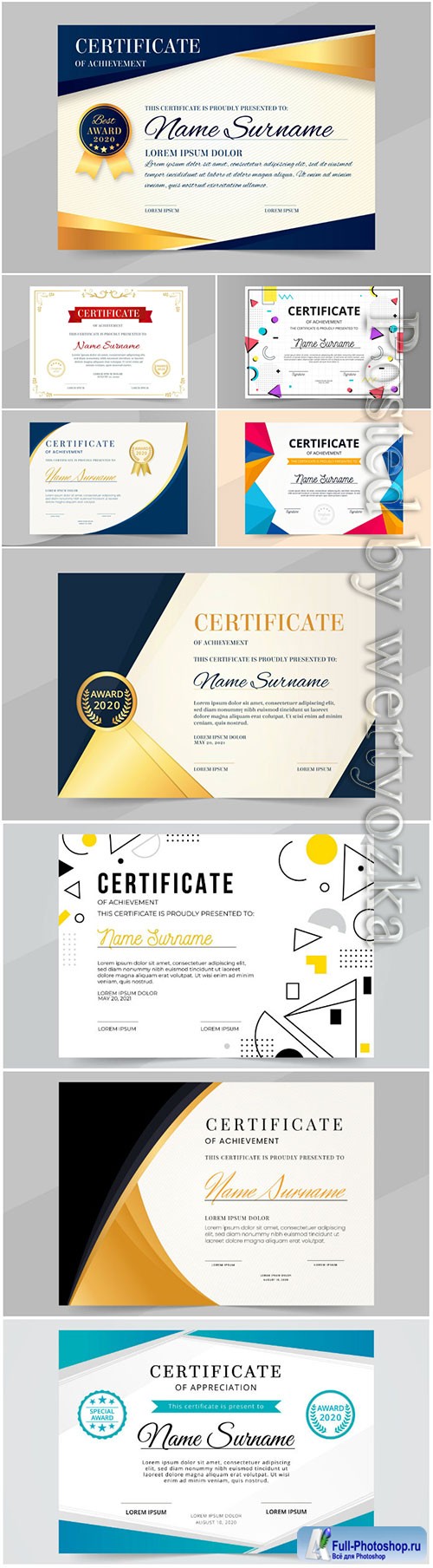 Professional diploma vector template