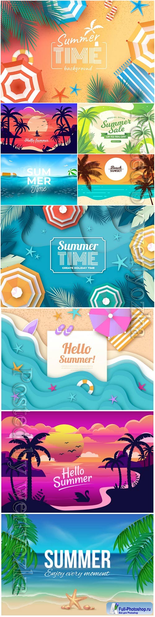 Summer realistic vector background with beach