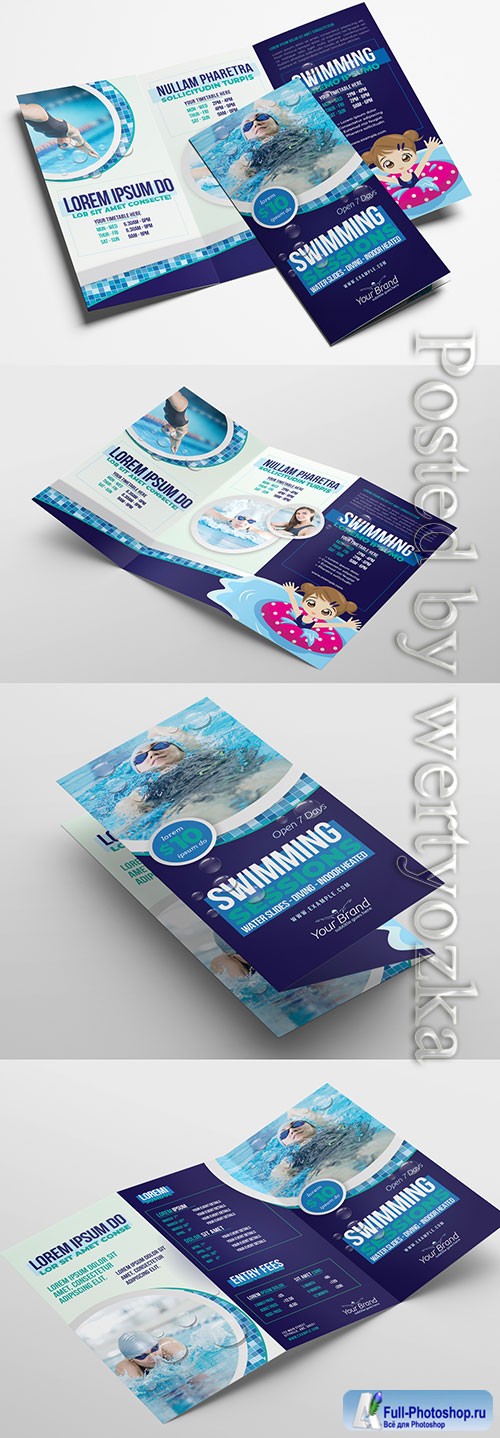 Trifold Brochure Layout for Swimming Lessons