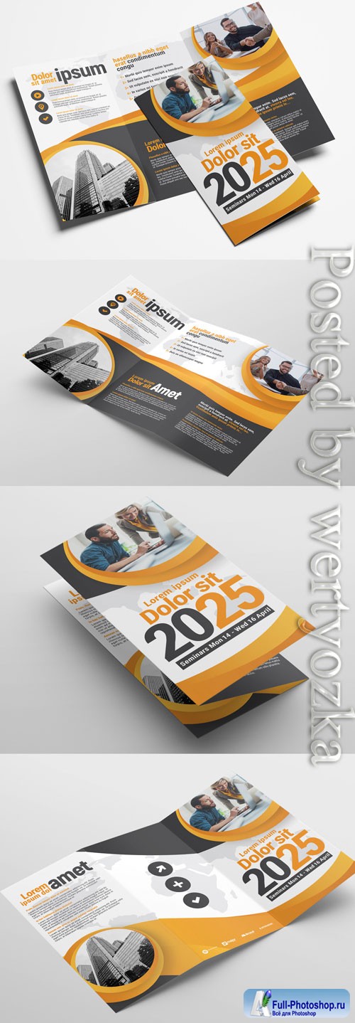 Trifold Brochure Layout with Modern Corporate Theme